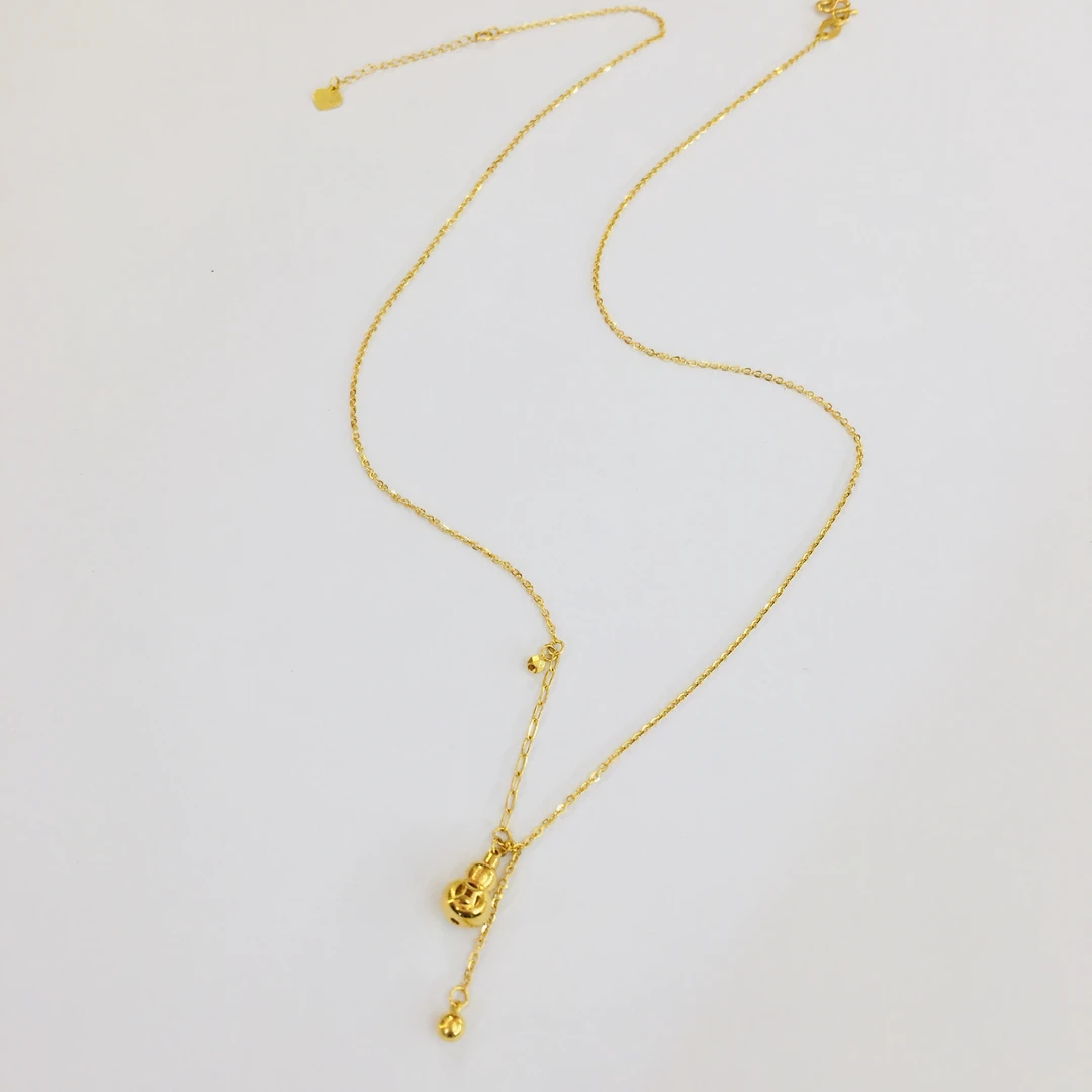 黄金足金999小葫芦流苏套链项链