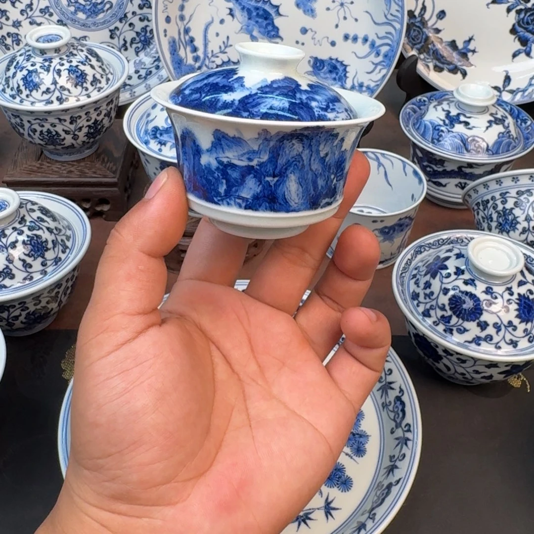 摆件山水宝宝盖碗福利