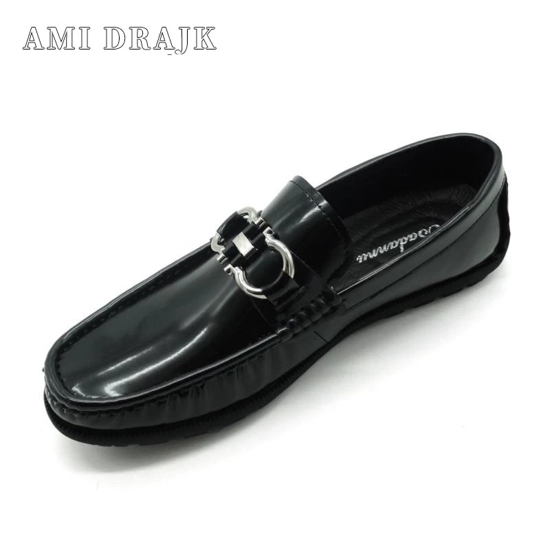 AMI DRAJK2025春秋季新款男士真皮豆豆鞋男透气时尚经典亮皮休闲