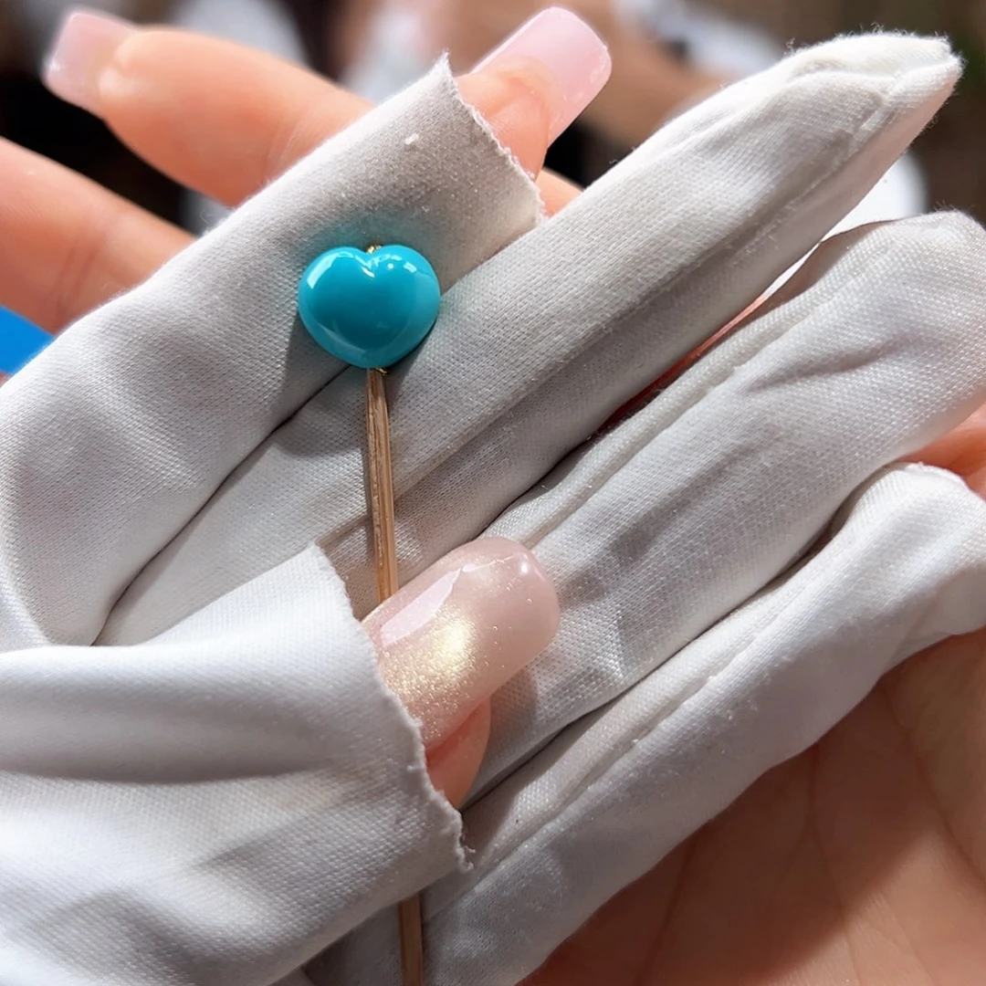 绿松石未镶嵌20玉化爱心屁桃放漏卡11+