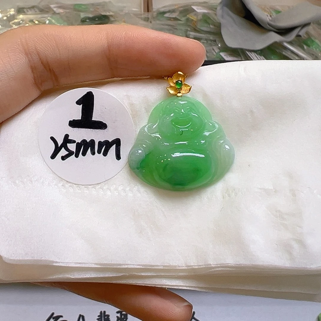 翡翠18K金镶嵌吊坠(不含链)翡翠