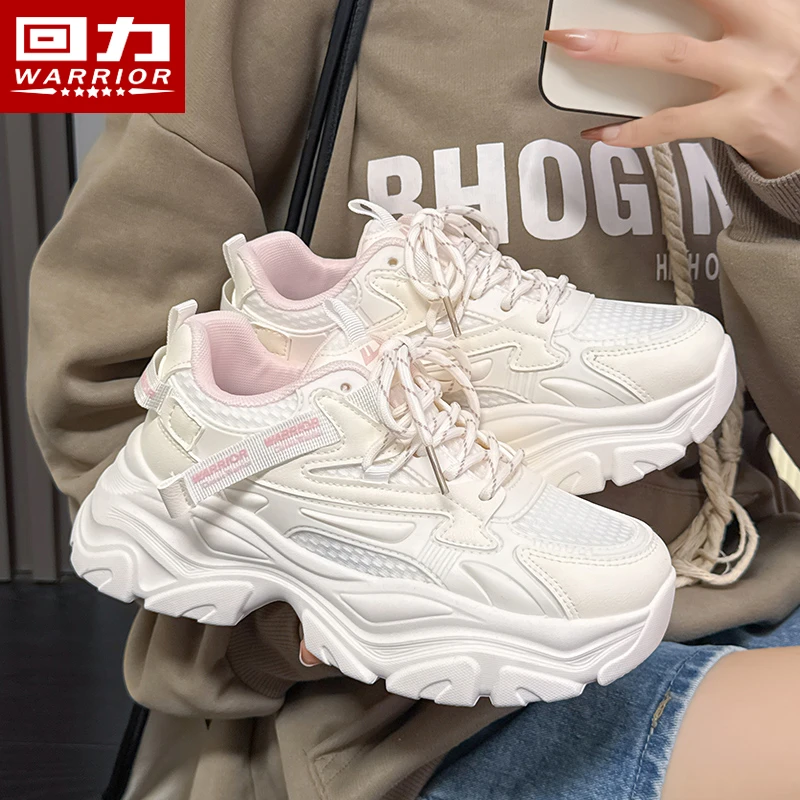 回力女鞋2025夏季厚底增高老爹鞋百搭时尚软底休闲鞋网面透气潮鞋