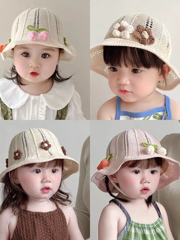 休闲风宽檐大檐圆顶百搭抽绳帽子婴儿帽公主帽子防晒帽帽
