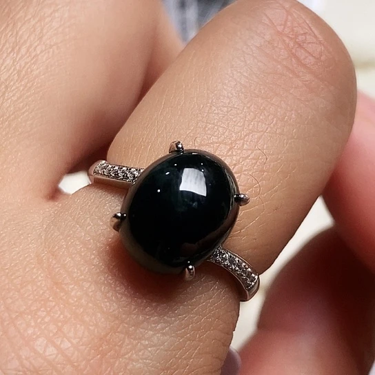 翡翠银S925镶嵌戒指