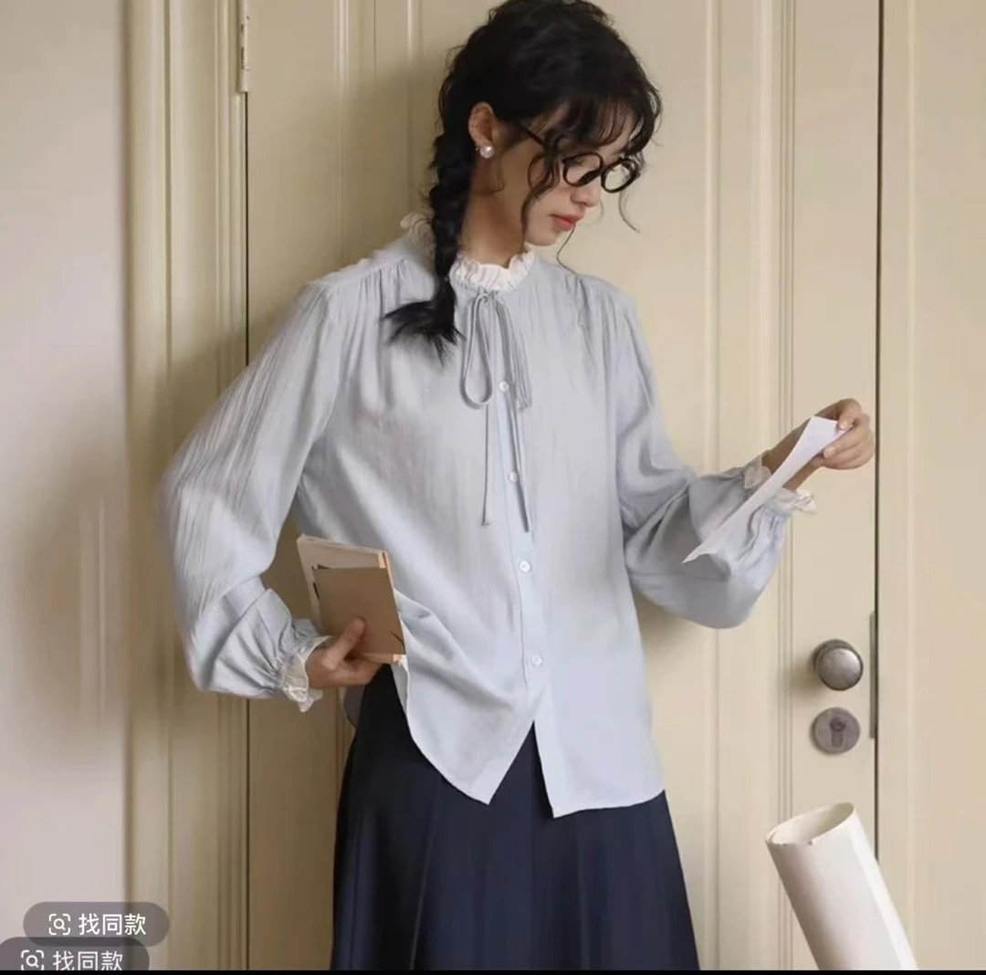 大码210春季显瘦花边细带四色衬衫韩版百塔遮肉宽松胖MM