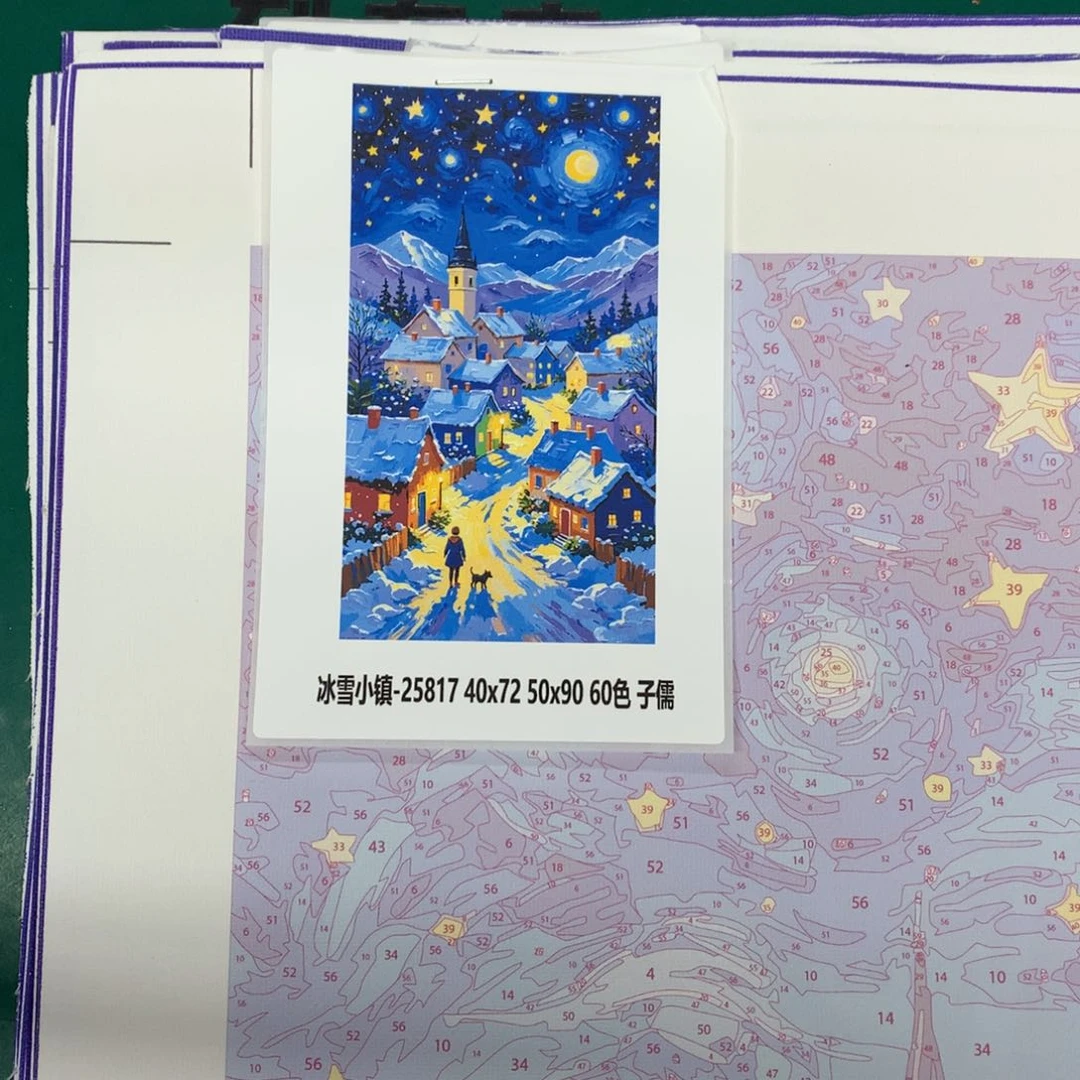 油画布薯****的（有画布）冰雪小镇中尺寸棉布