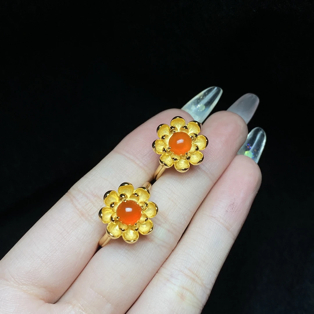 【小北珠宝】S925银南红戒指约6mm【多样性发一件】12-WH258X168