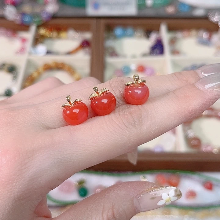 车挂银S925镶嵌水晶苹果9.9