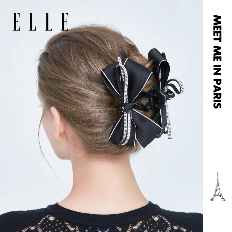 ELLE【专属】简约素色蝴蝶结钻夹法式优雅头饰四季款33SE93008
