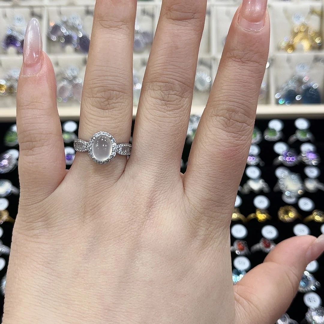 岫玉银S925镶嵌戒指