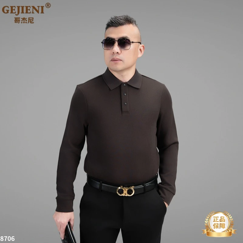 【轻奢休闲】哥杰尼春季新款高端商务休闲轻奢男装针织长袖T恤G8706