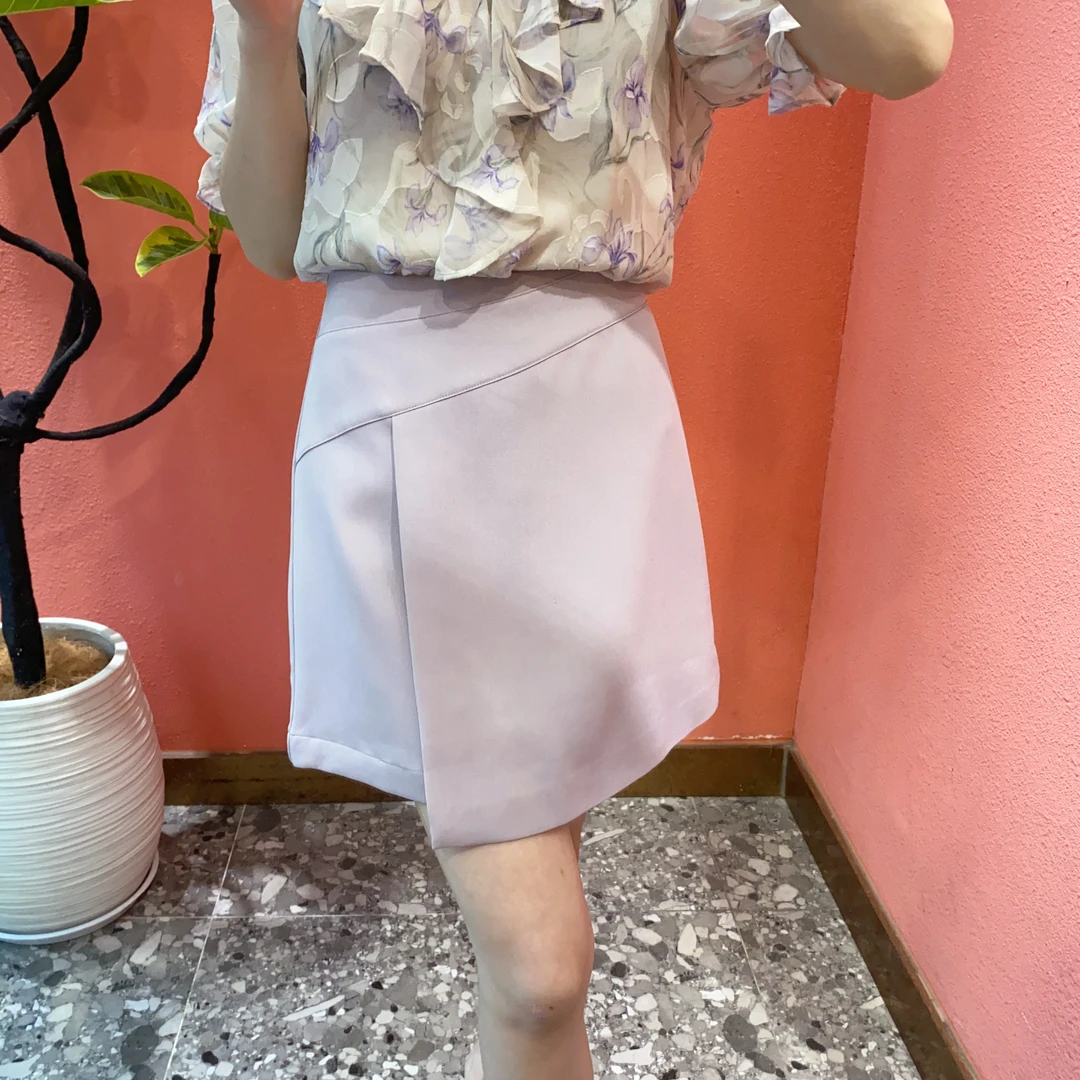 （默茗服装）烟灰紫不规则半裙