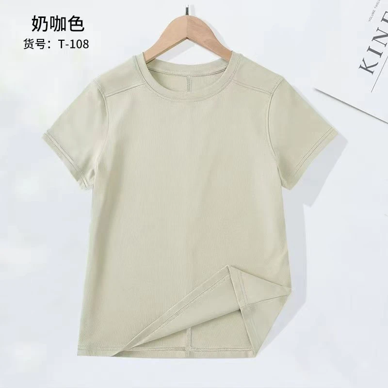 2025年塔夫罗纹女士棉T恤短袖弹性短袖打底短袖