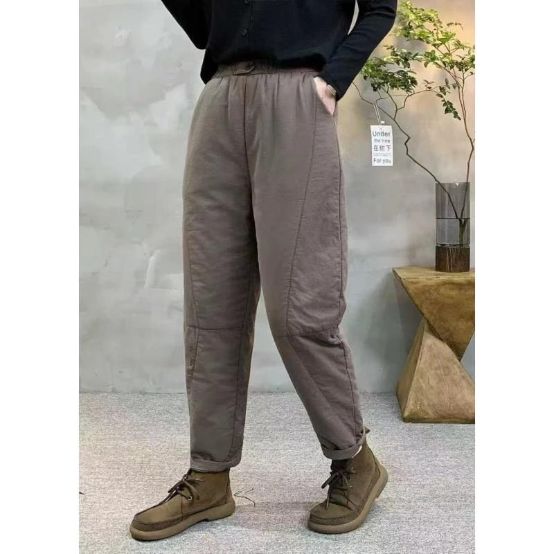 【童童轻奢】冬季新款复古厚款时尚百搭宽松显瘦纽扣装饰纯棉哈伦裤