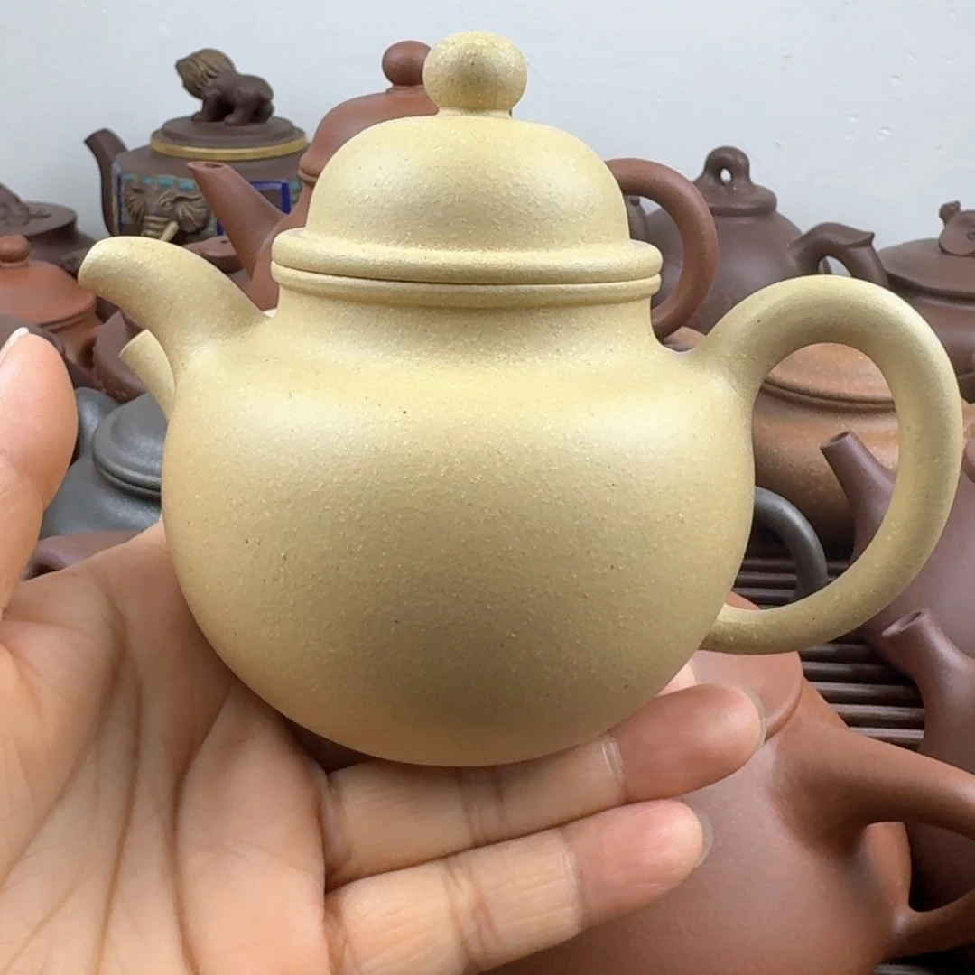 用***3茶壶紫砂250cc掇球本绿