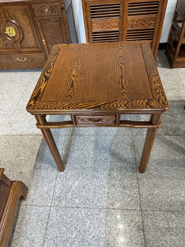 国标红木鸡翅木68✖️68高68带抽屉款单桌链接休闲桌打牌桌阳台桌