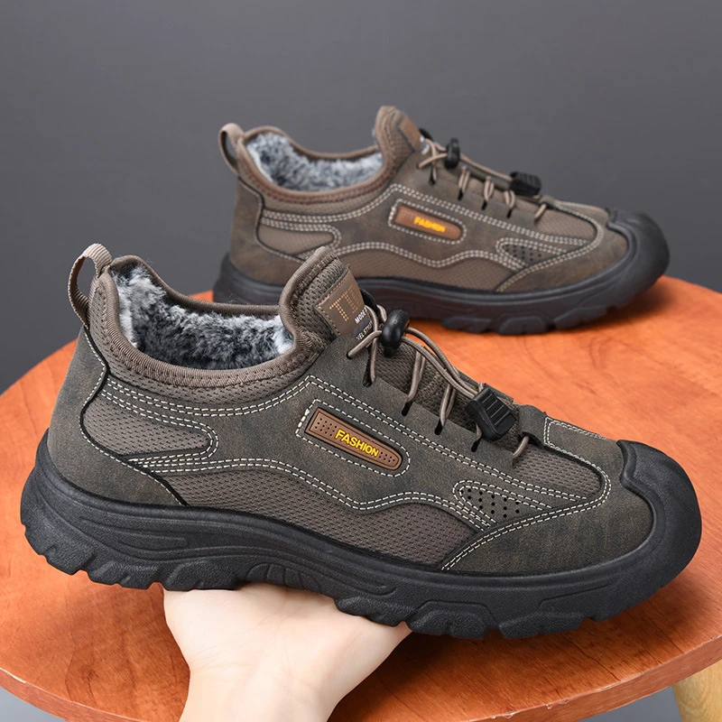 2025秋冬季新款健步鞋加绒保暖棉鞋厚底爸爸鞋雪地靴棉靴男款男鞋