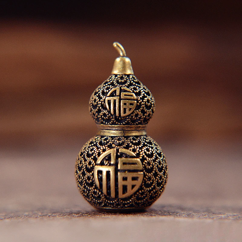 黄铜镂空做旧福禄葫芦钥匙扣挂件汽车挂件摆件铜器