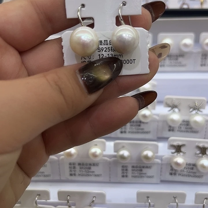 淡水珍珠耳饰银S925镶嵌