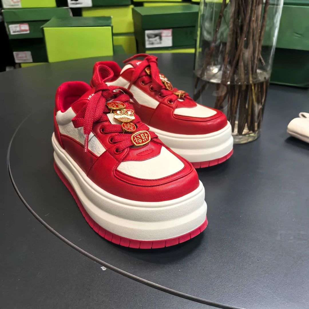 小小苏【A567】恭喜发财红色汉服鞋内增高厚底松糕鞋舒适不累脚