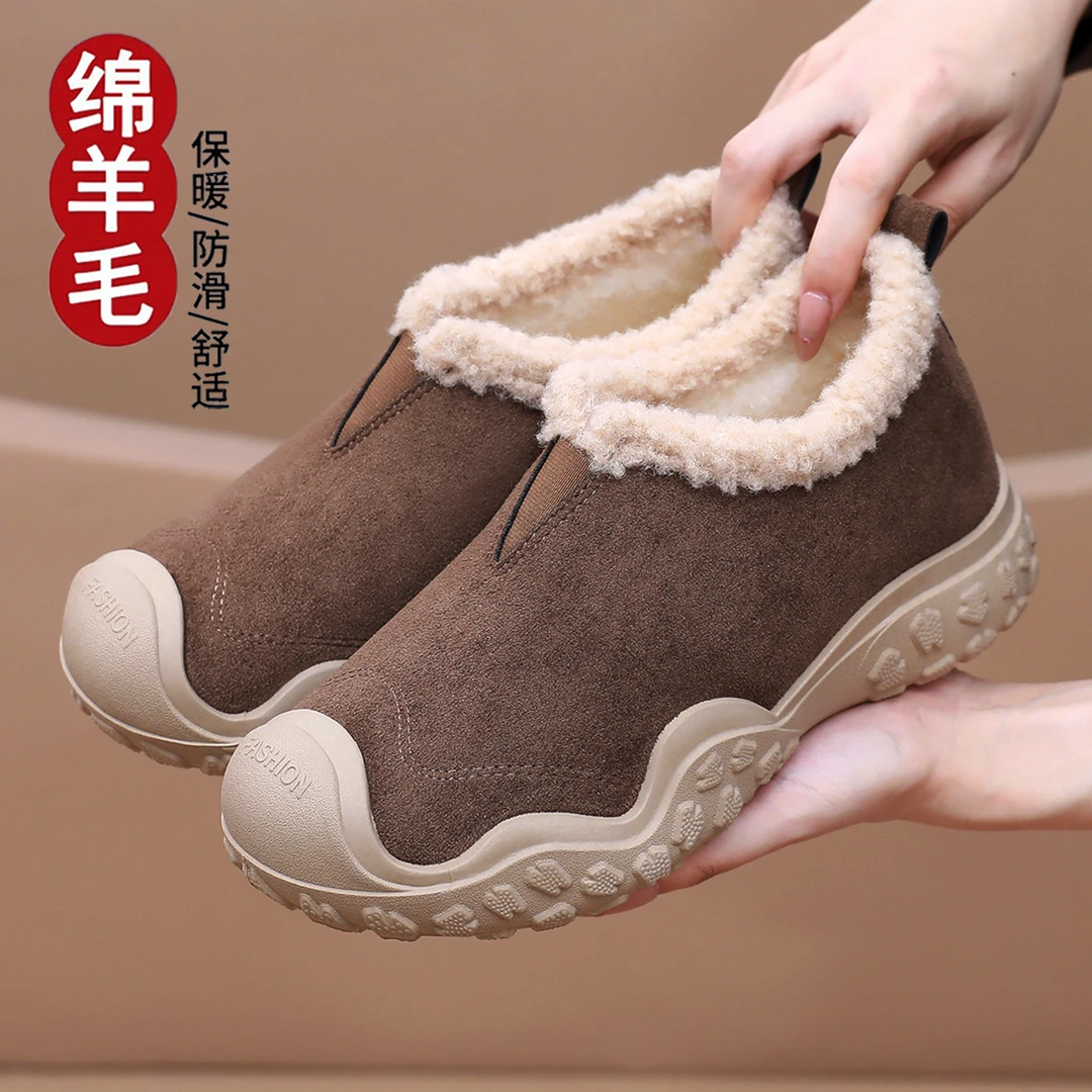 绵羊毛雪地靴冬季新款2025加绒加厚休闲女鞋圆头时尚百搭软底棉靴
