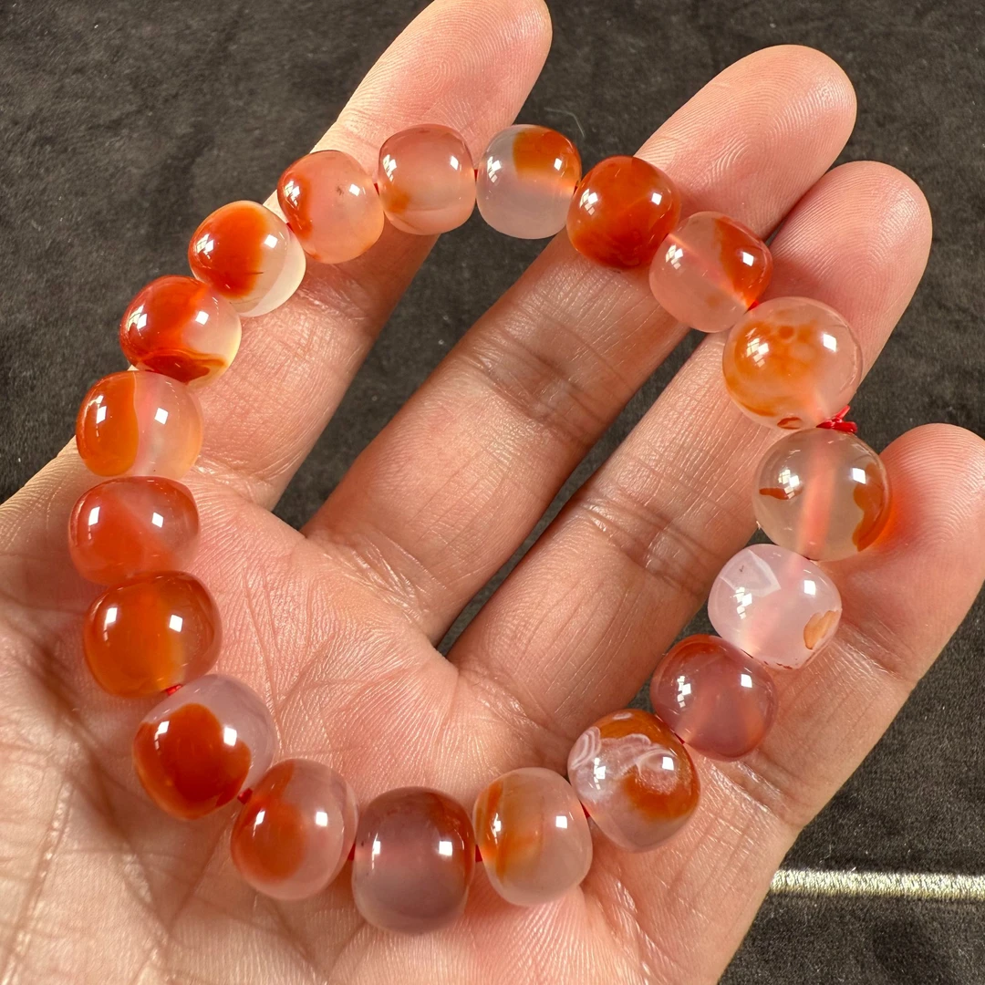 B05锦钰轩南红原矿无胶-保山干掌冰飘手串11+老型+12+圆珠（2颗）