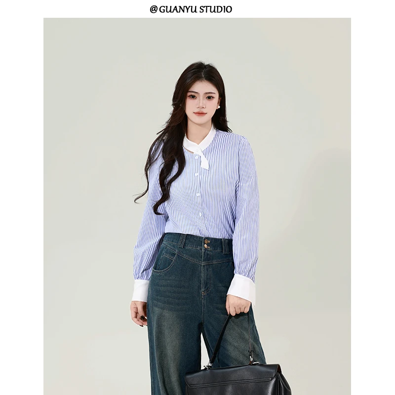 【春物生】蛋妹观与大码女装微胖mm秋季不对称领显瘦上衣DM30967