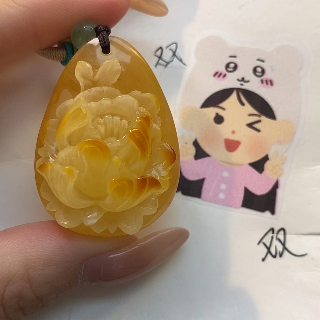 定制琥珀未镶嵌花开富贵