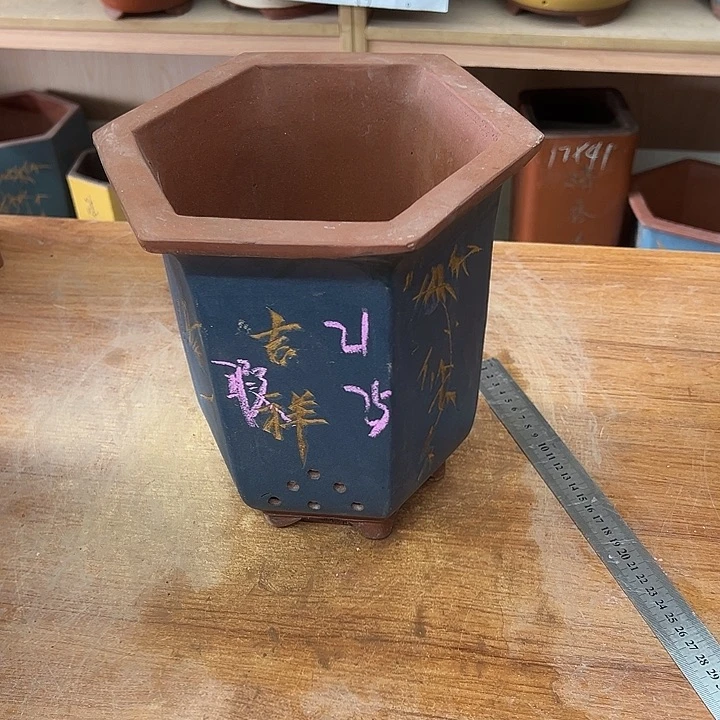 紫砂花盆， 透气花盆