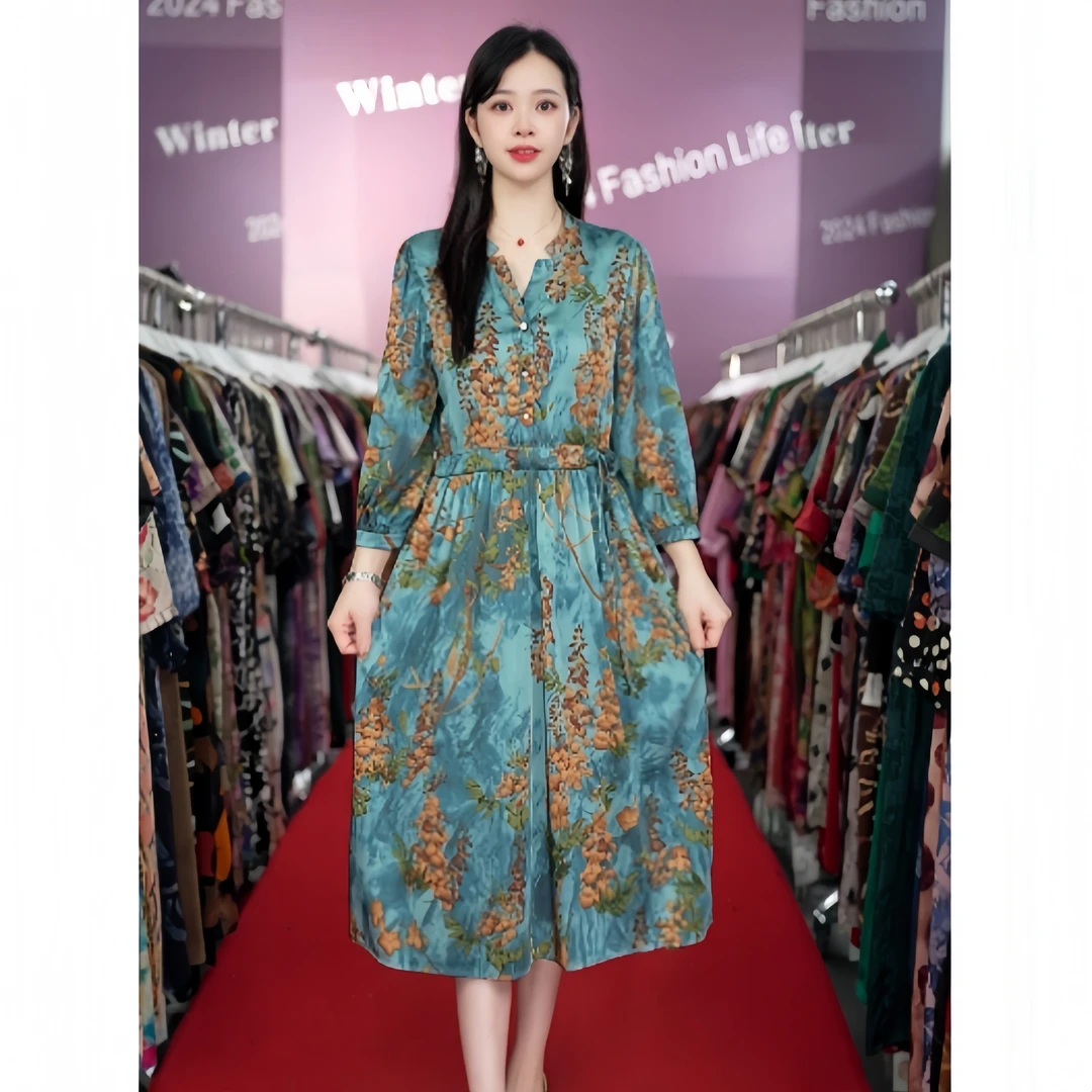 2495  夏季2024高档印花垂感气质时尚显瘦女装连衣裙