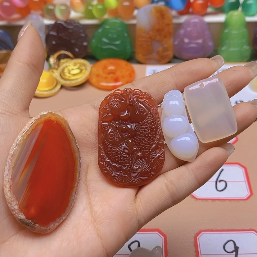 【闪购商品】玛瑙/玉髓玉牌未镶嵌喜*油