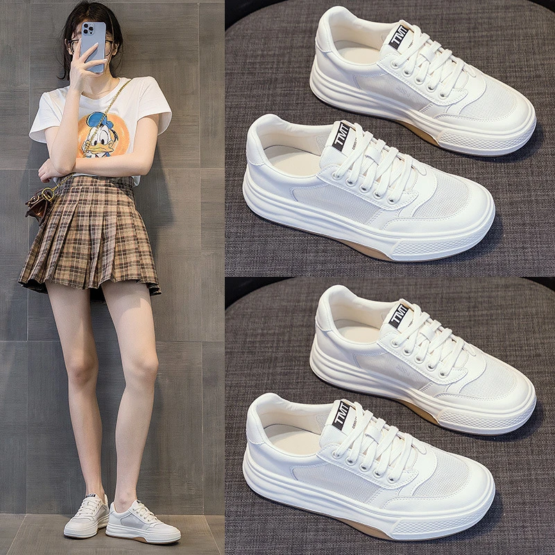 网面小白鞋女2025新款夏季薄款韩版厚底透气百搭爆款休闲运动女鞋