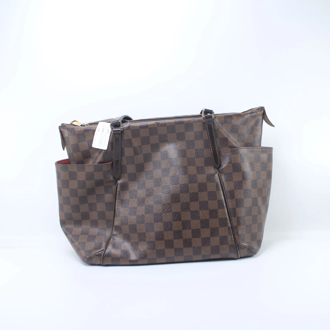 90新 LouisVuitton/路易威登 DU2134棕棋盘格中号奶粉单肩腋下包