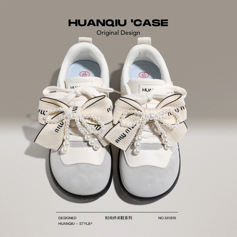 环球轻便女鞋2024秋季新款蝴蝶结潮流德训鞋小众原创设计感休闲鞋