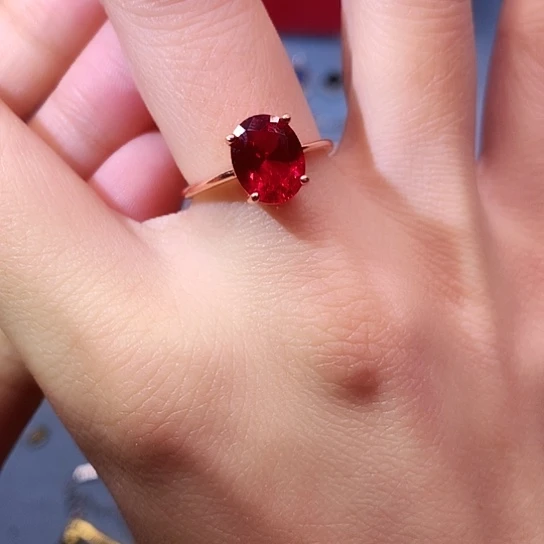红宝石戒指银S925镶嵌