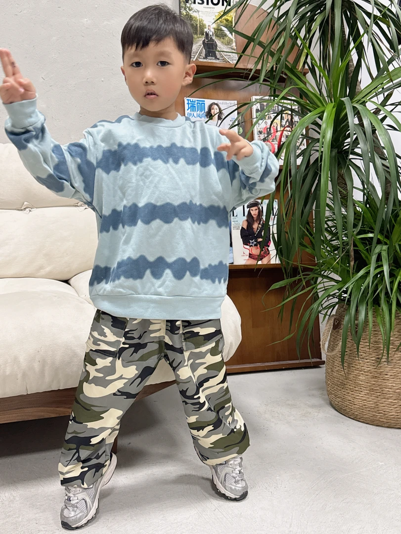 韩系条纹个性百搭条纹童装卫衣