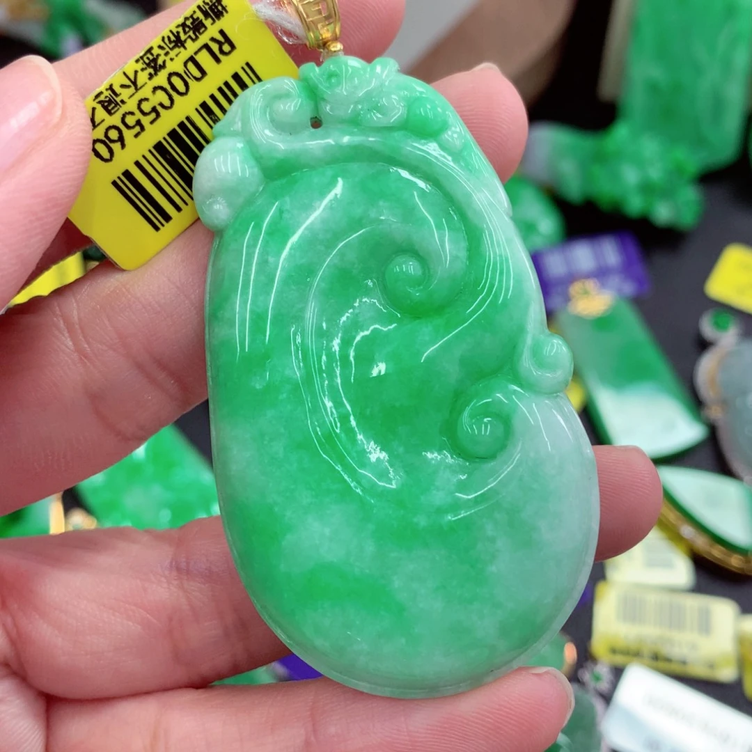 翡翠18K金镶嵌吊坠(不含链)