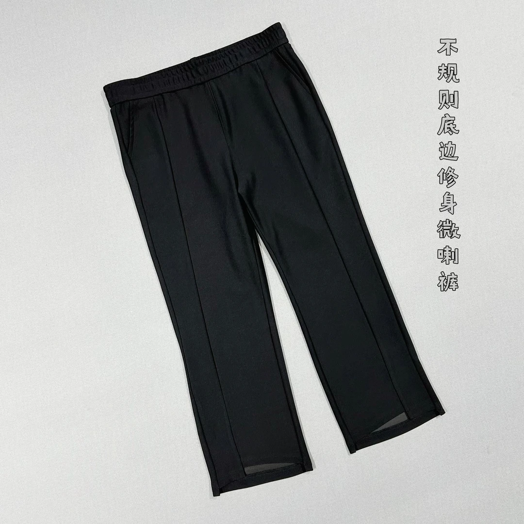 大博姐2025夏季新款不规则底边修身微喇裤9068