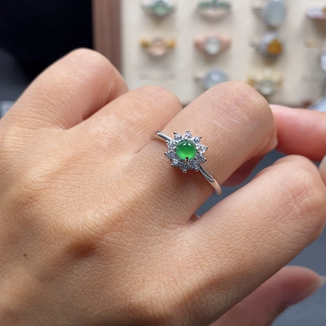 翡翠银S925镶嵌戒指