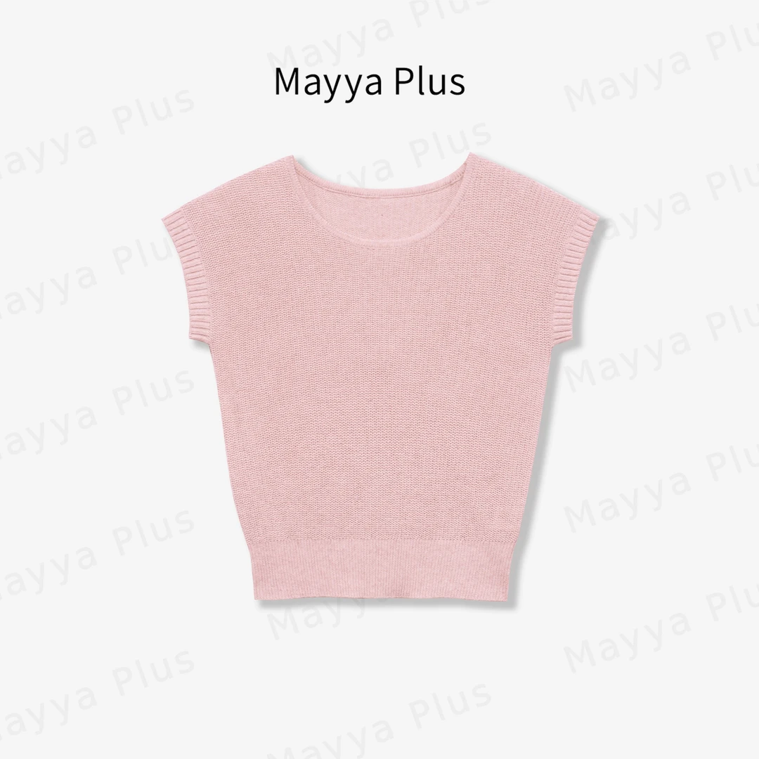 【奶茶系】MayyaPlus麦芽定制韩系针织短袖T恤收腰减龄上衣32519301