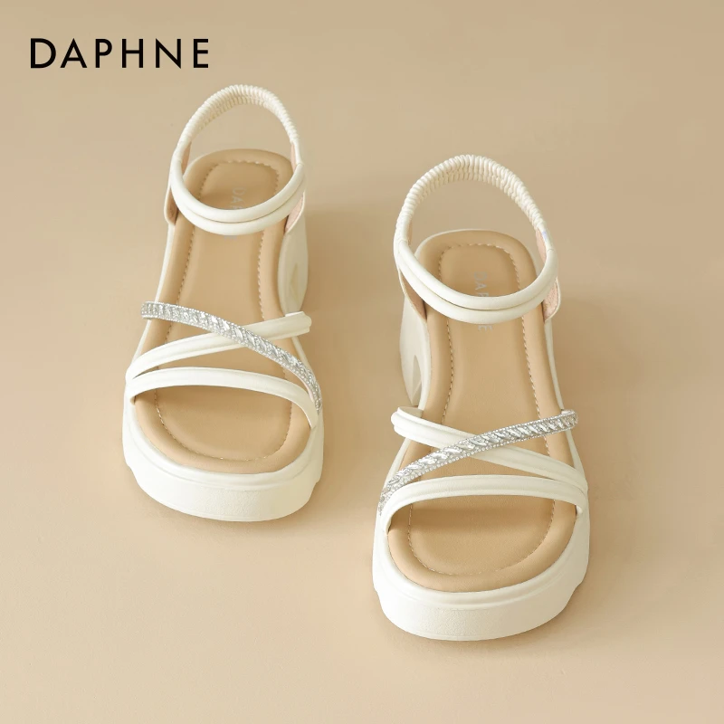 达芙妮法式罗马凉鞋女鞋夏季新款百搭外穿时尚厚底凉鞋软底沙滩鞋