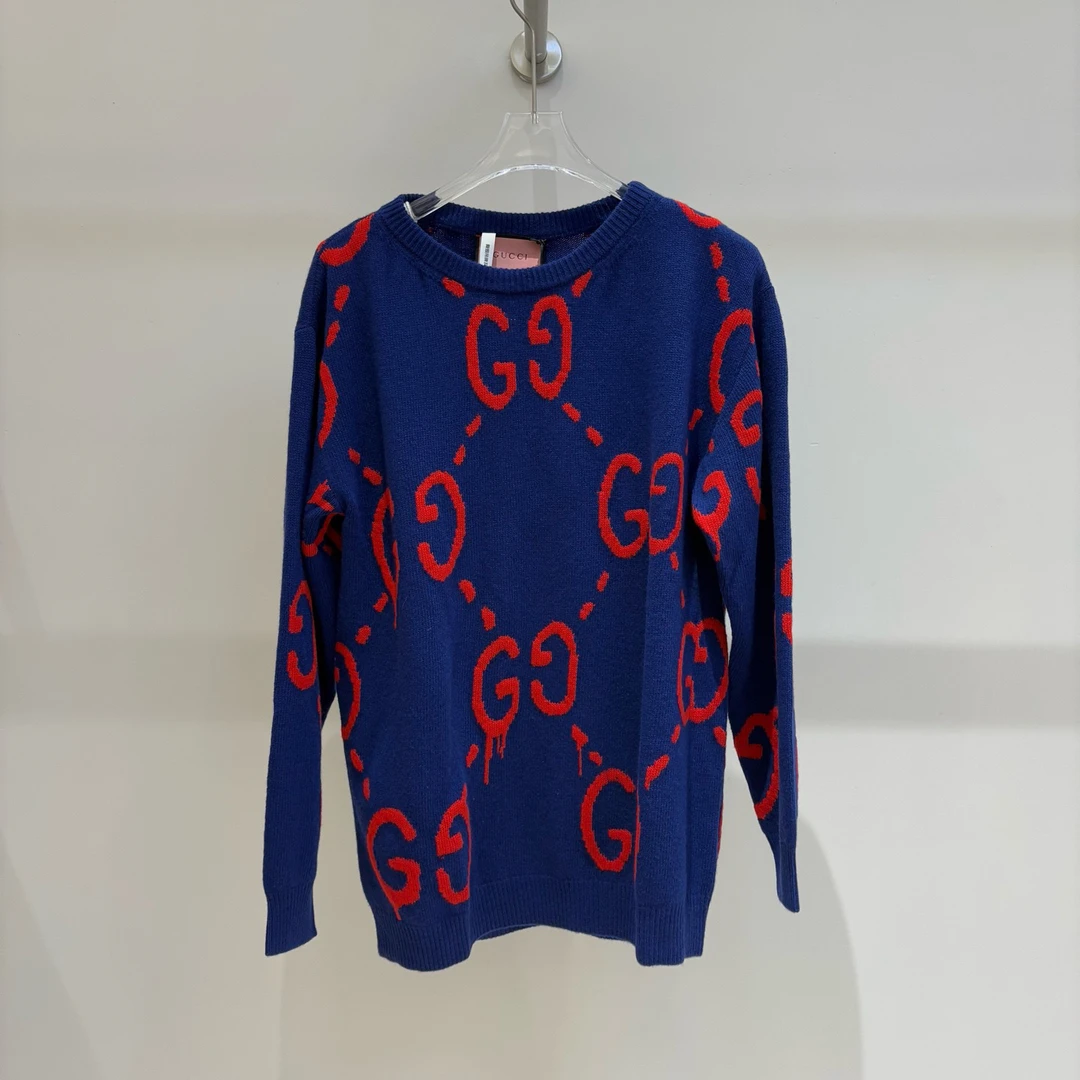 未使用 GUCCI/古驰  GU2396 老花满印羊毛衫 M码 原价8k