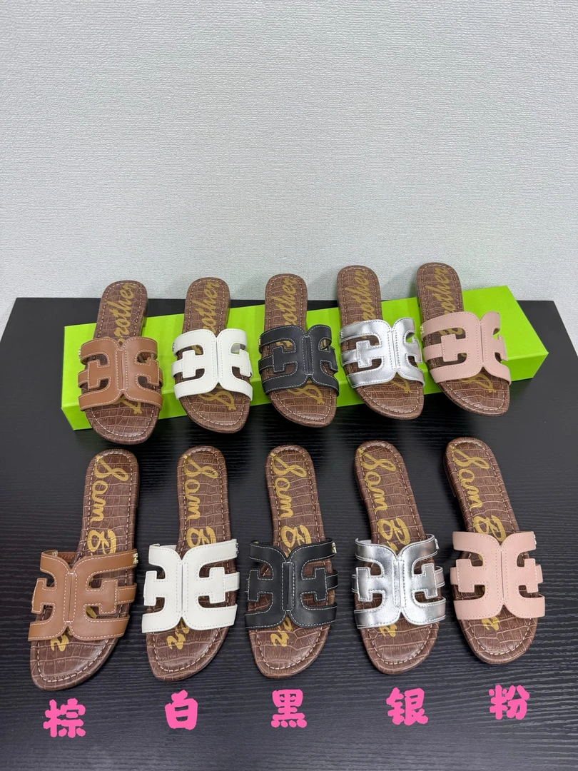 虞书欣同款原厂货一字拖真皮平底拖鞋，时尚女士夏季防滑鞋子。