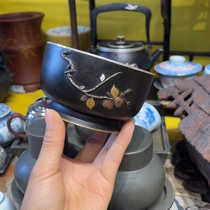 蜜安罐瓷香炉锡茶则