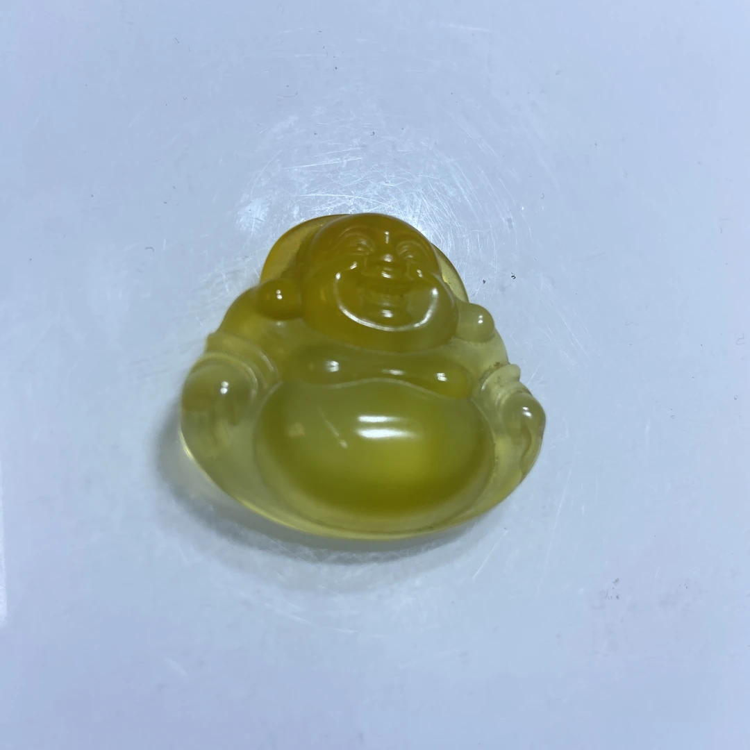 精品岫玉俏色巧雕花玉仿古挂件时尚笑脸精美高冰小佛公鸡油黄
