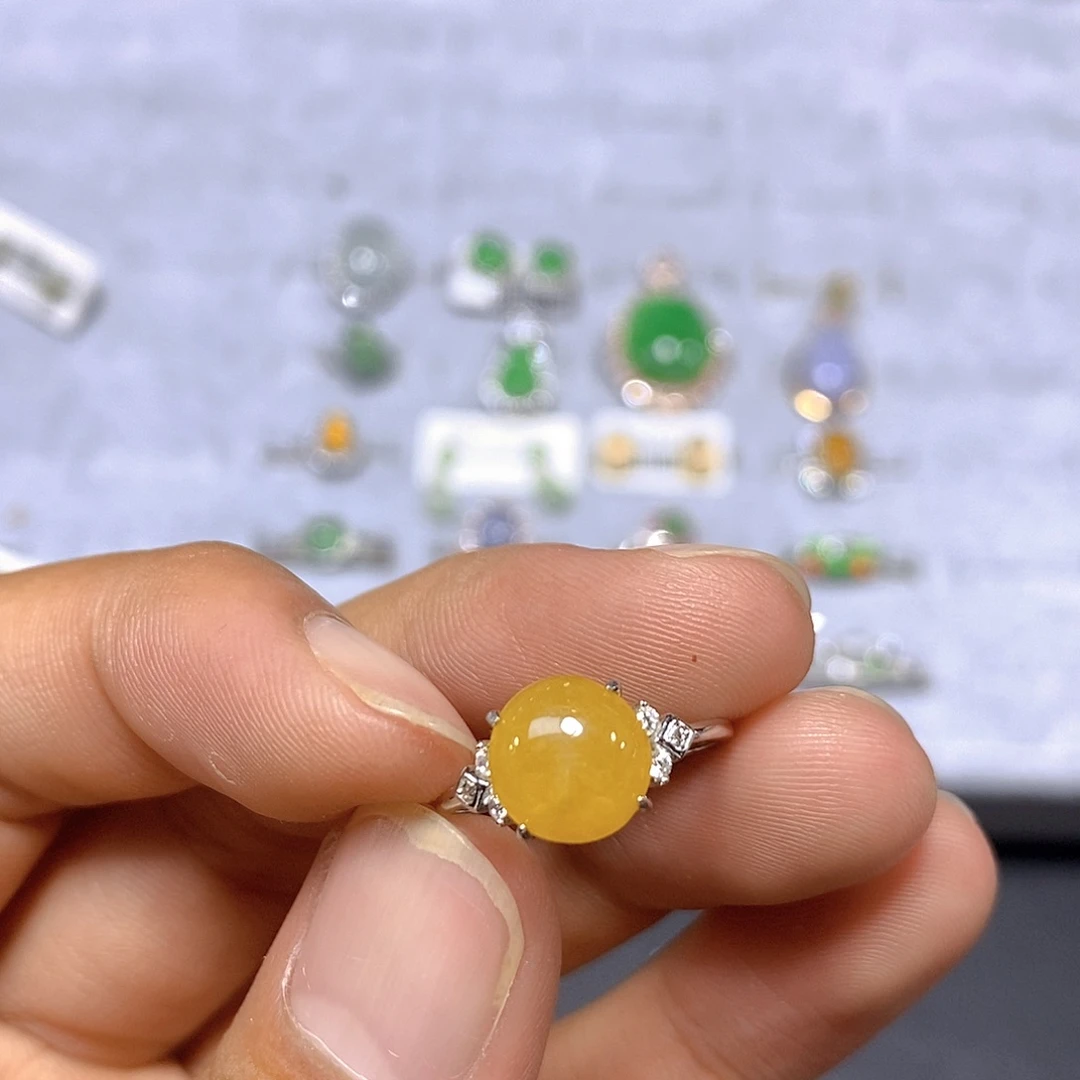 翡翠戒指银S925镶嵌21号