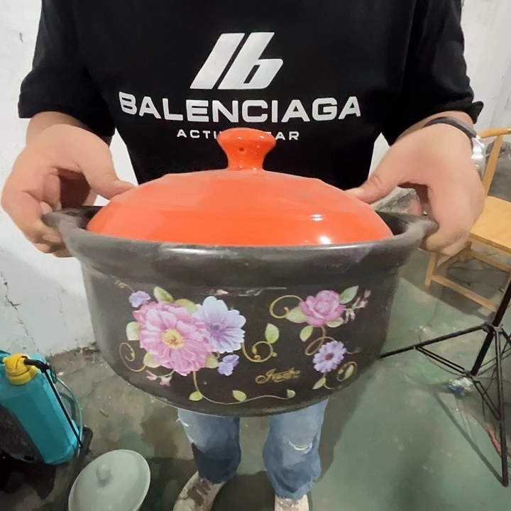 景德镇陶瓷5升橙盖大砂锅