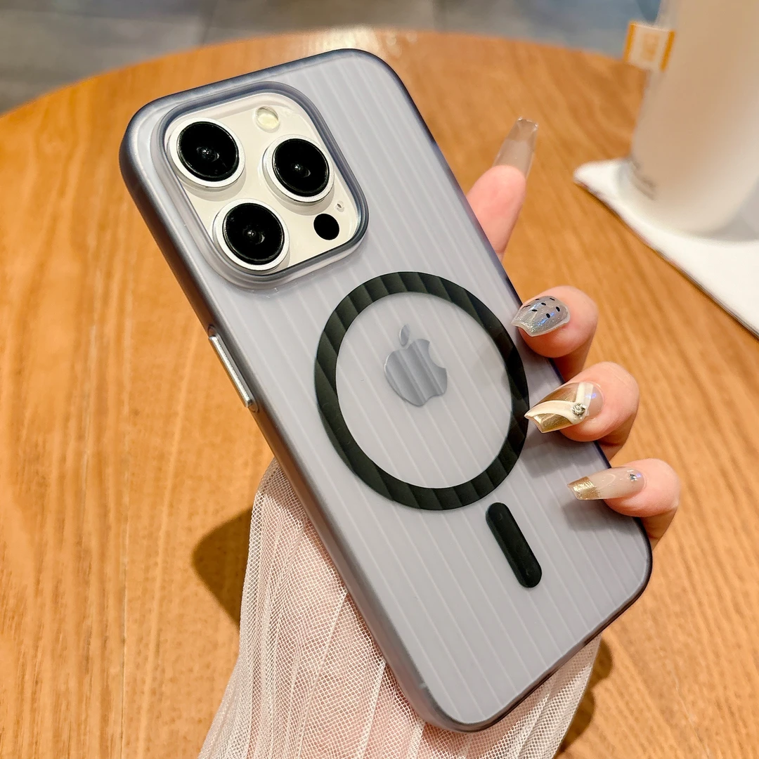 适用于苹果16pro手机壳iphone15promax透明磁吸iphone14超薄瓦楞