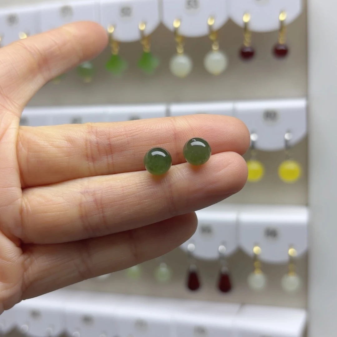 银S925镶嵌和田玉耳饰