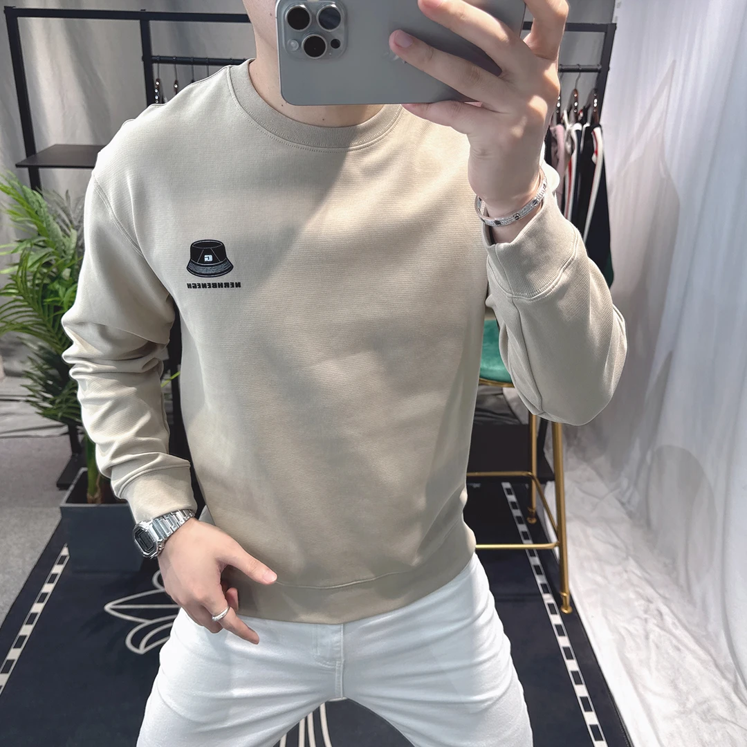 欧洲站2025新款男士卫衣圆领时尚百搭休闲长袖春秋男款上衣潮牌帅